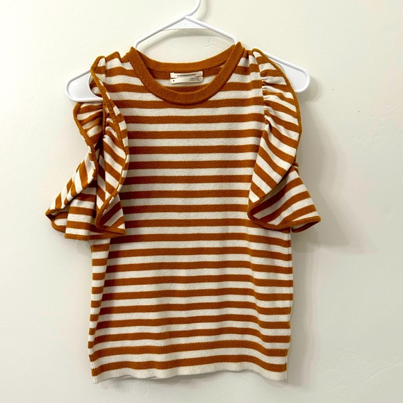 Anthropologie | Jillian flutter sleeve stripped sweater Top size medium - Picture 5 of 13